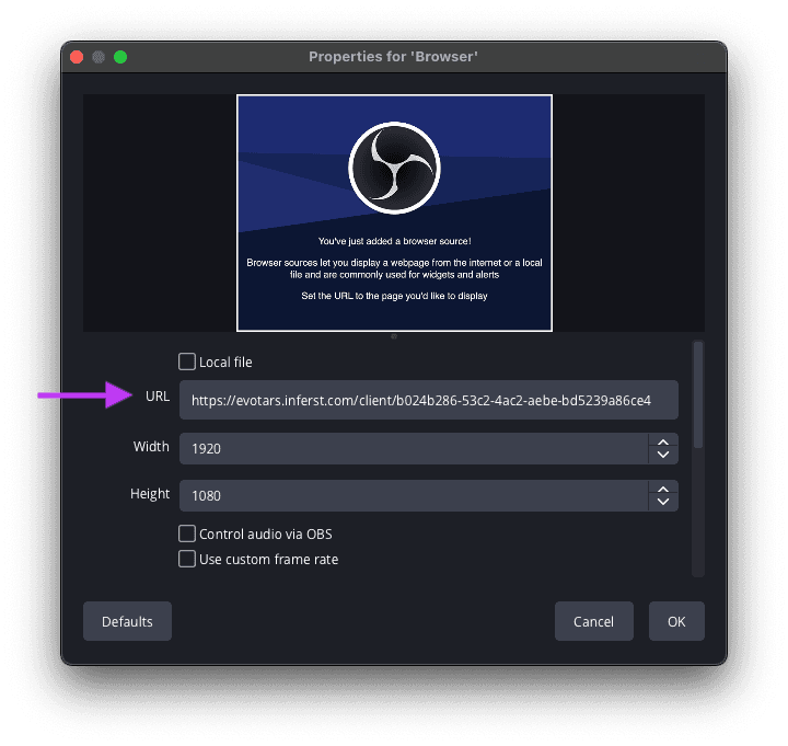 Put url from admin panel